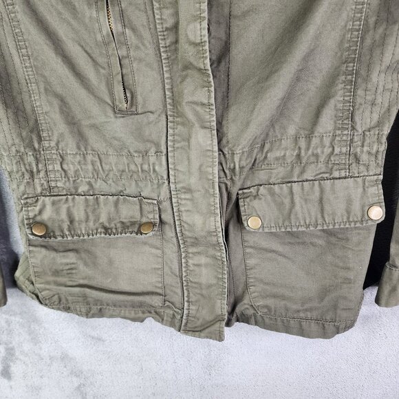 Womens Love Tree Army Green Jacket Button & Full Zip Long Sleeve 100% Cotton M - Picture 3 of 12